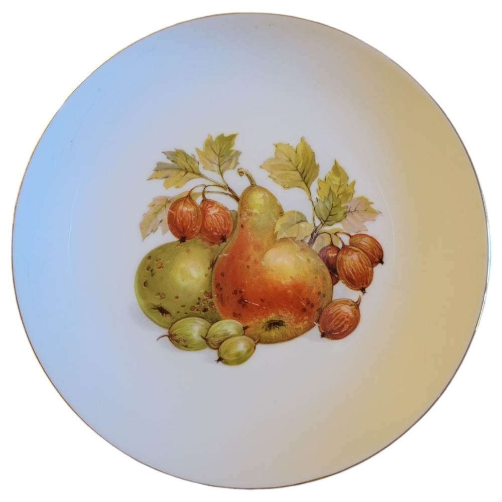 Vtg Bareuther Waldsassen Salad Dessert Plate Daytons Gold Pears Goose Berries